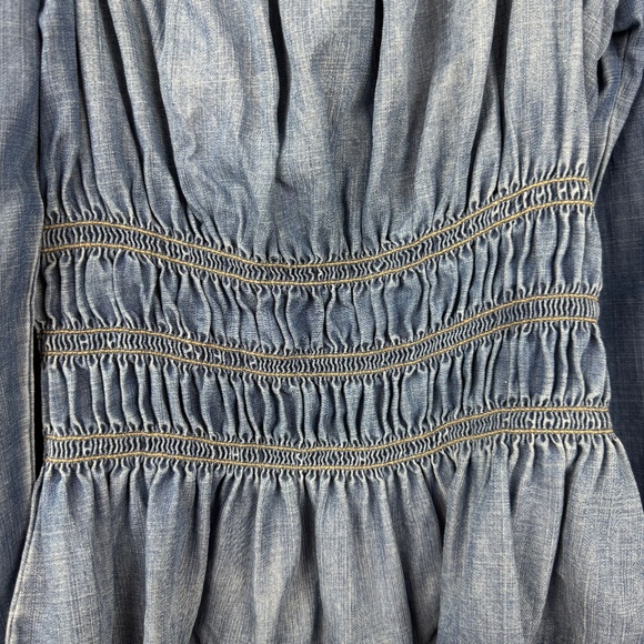 Bella Dahl Womens Smocked Off The Shoulder Denim Top Small - Picture 9 of 13
